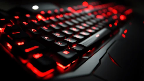 Mechanical gaming keyboard glows with intense red backlight