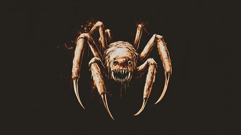 Grinning nightcrawler spider lunges through burning darkness.