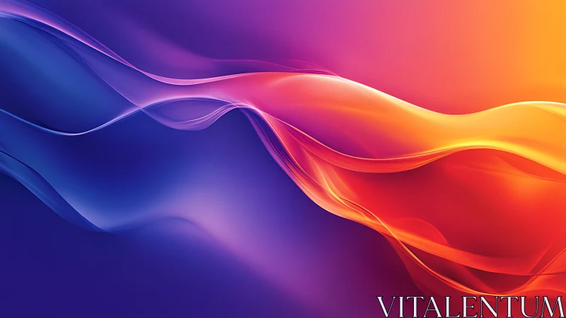 Vibrant neon light waves flow across a deep gradient field