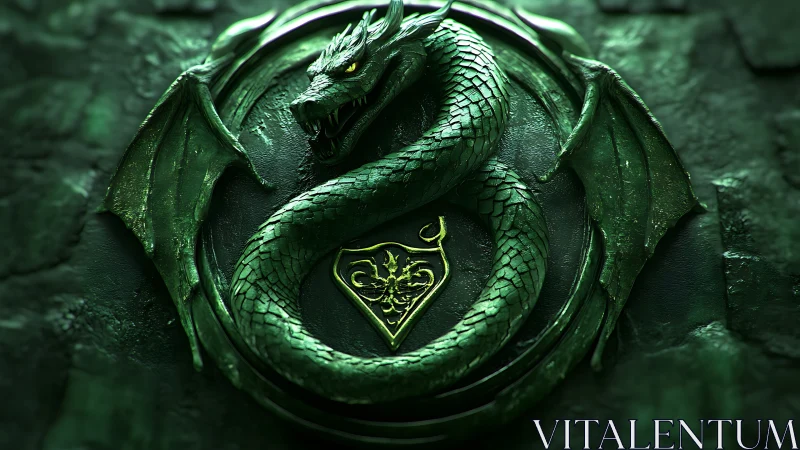 Emerald dragon sigil coils around a glowing golden crest.
