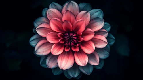 Dahlia flower digital composite with radial symmetry.