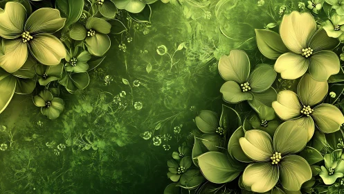 Yellow Dogwood Flowers Against Verdant Background.