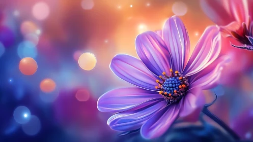 Purple Cosmos Flower in Dreamy Light.