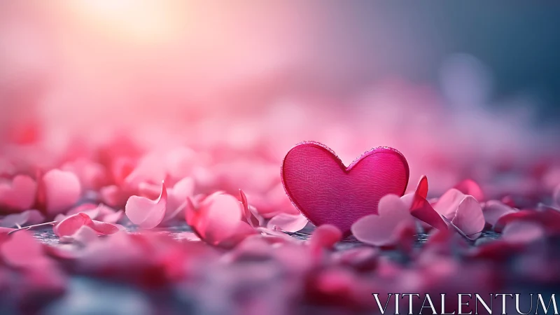 A Deep Red Heart Surrounded by Love's Gentle Pink Petals.