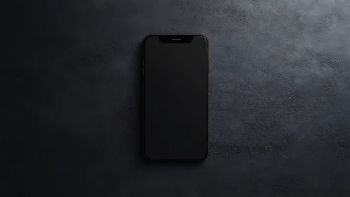 Modern Smartphone Rests on Dark Textured Surface