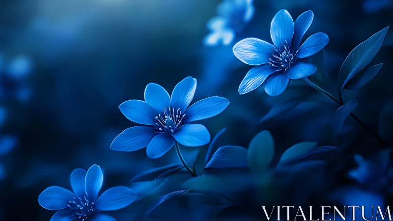 Blue Blossoms Dancing in Twilight.