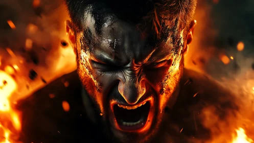 Thermodynamic rage portrait under explosive luminance fields.