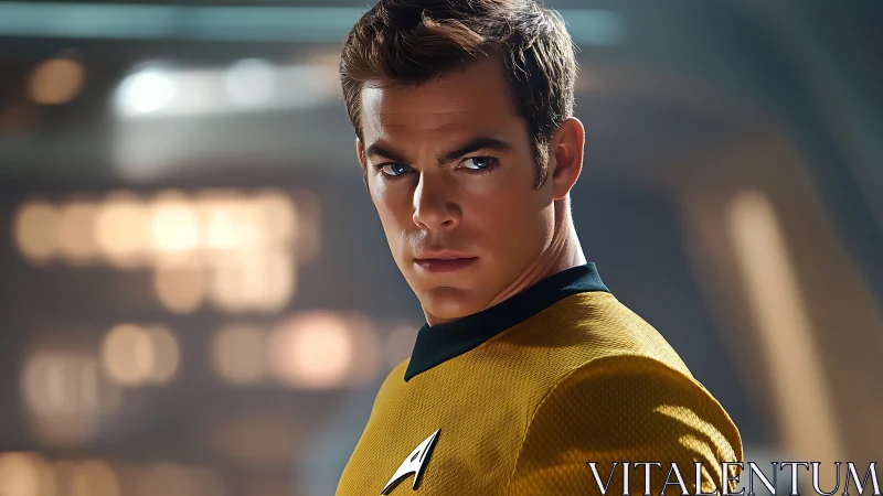 Starship officer portrait in shallow depth cinematic lighting