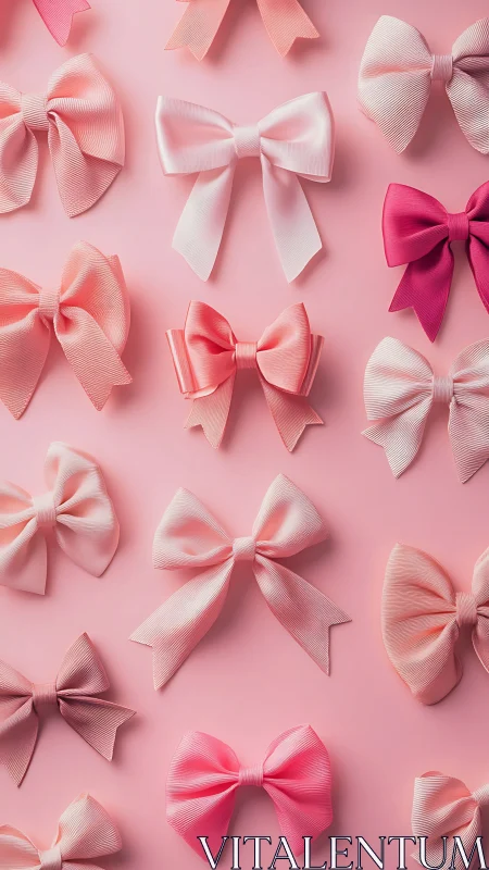 Playful pink ribbon bows arranged on a soft candy backdrop.