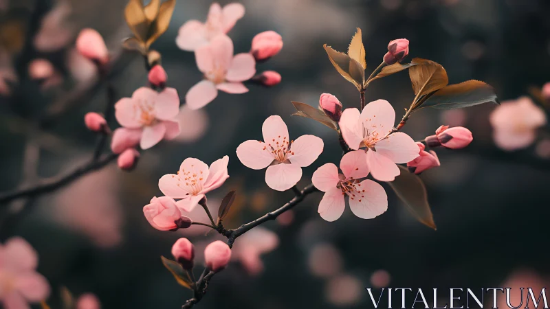 Cherry Blossoms in Twilight: Spring's Delicate Encore.