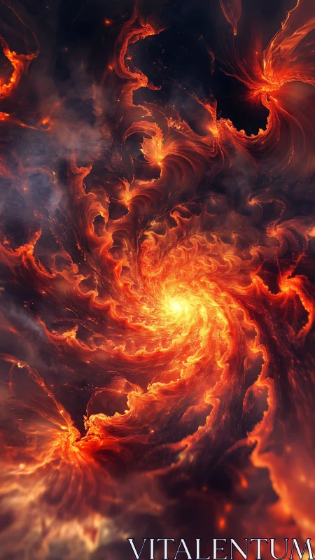 Fractal stellar vortex of incandescent plasma turbulence spiral.