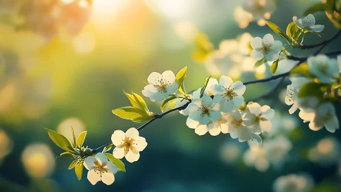 Luminous Branch Dance: Spring's Golden Hour Whisper.