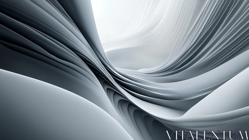 Flowing metallic waves form a serene abstract landscape
