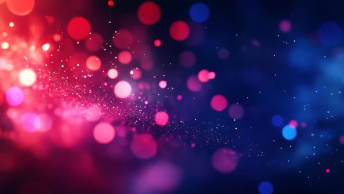 Vibrant Abstract Bokeh Lights in Red and Blue Digital Art Style.