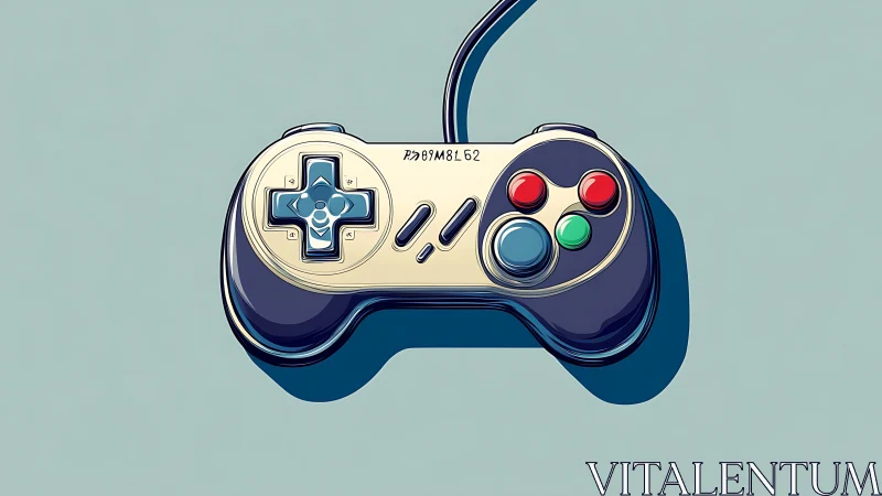 Retro Gaming Controller with Cream and Navy Aesthetic Design