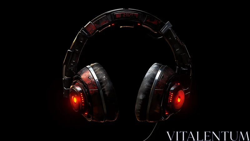 Cybernetic over-ear headset with illuminated thermal drivers.