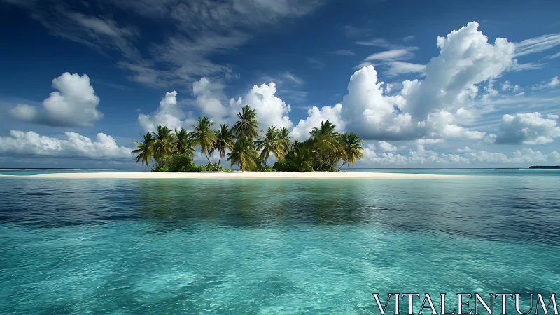 Tropical Atoll Island Seascape: Crystalline Waters and Palm Sanctuary.
