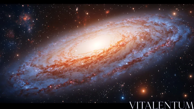 Spiral galaxy glows in deep space with vibrant cosmic dust