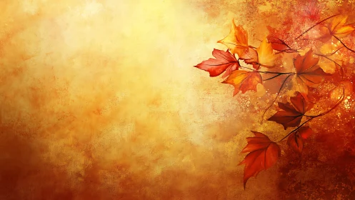 Autumn foliage vector sweep on textured ochre gradient ground.