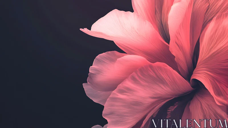 Coral Pink Flower Petals Against Dark Background.