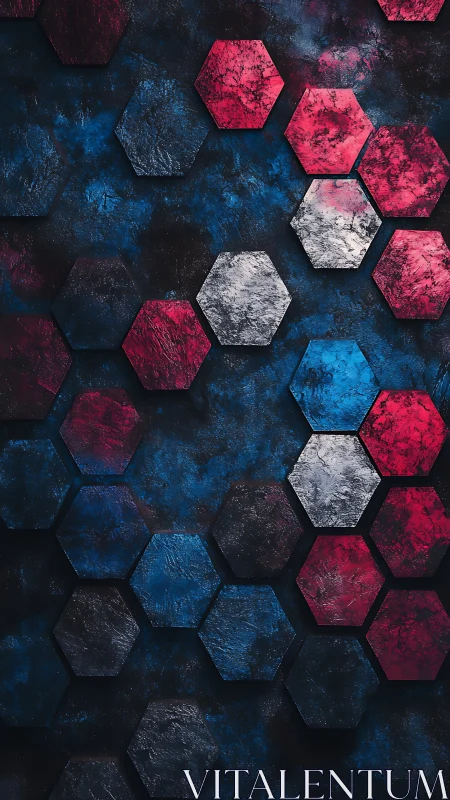 Textured hexagonal lattice with tri-chromatic surface modulation.