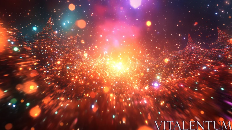 Radiant cosmic particle wave erupting in luminous motion.