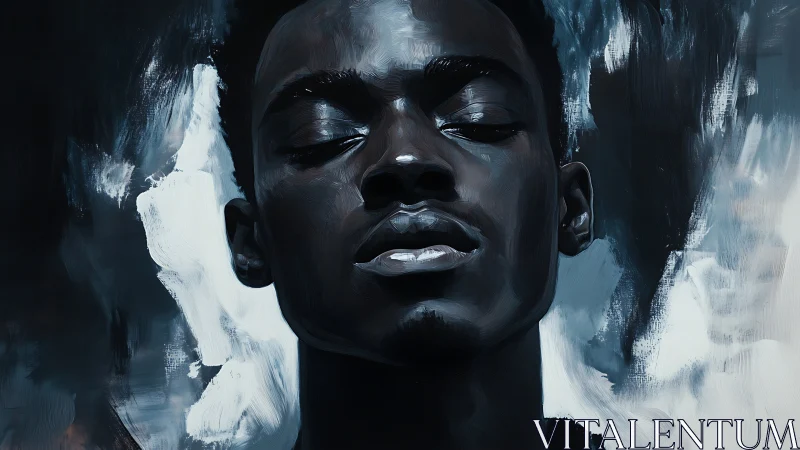 Midnight dreamer drifting through brushstroked quiet skies.