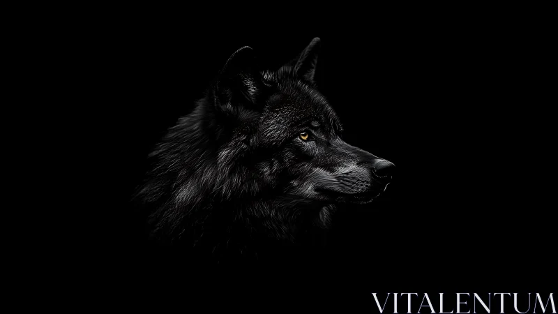 Midnight wolf spirit carved from shadow and embered light.