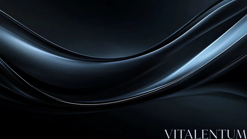 Sleek dark abstract waves with metallic sheen in modern style.