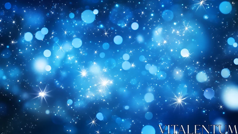 Starlit blue bokeh field shimmers like a dreamy night sky