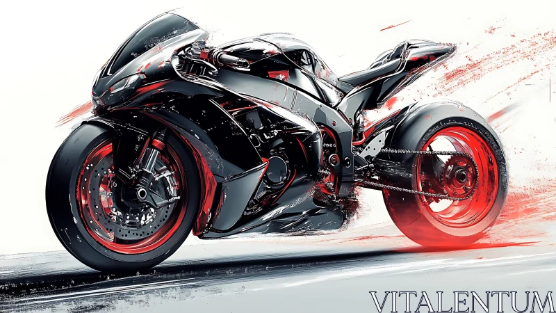 Fierce red and black sport bike surges ahead with bold energy