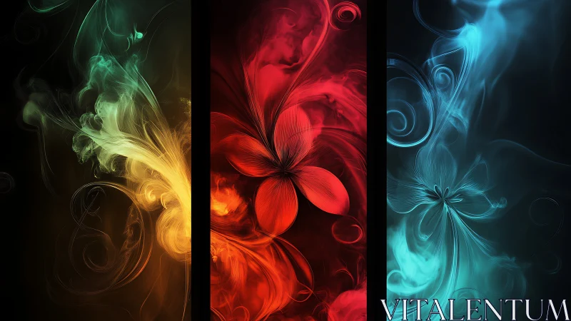 Colorful swirling blossoms glowing in soft dreamlike light.