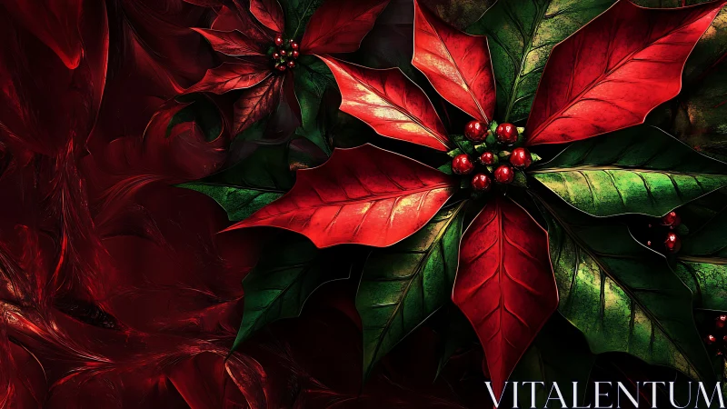 Glowing poinsettia leaves offering a cozy festive welcome.