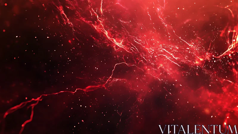 Red glowing energy streaks cross a dark abstract background