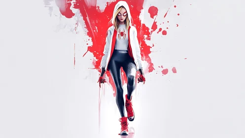 Stylized spider-themed character centered on white ground