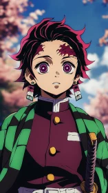 Cherry blossoms pause as young swordsman meets the sky