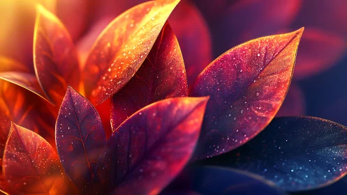 Spectral macro foliage with luminous particulate bokeh field.
