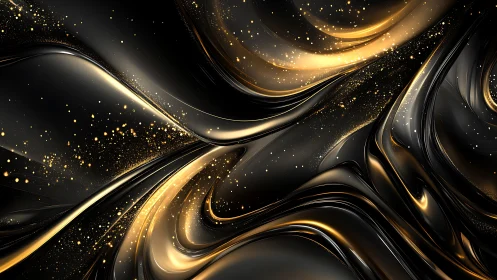 Golden starlit ripples flowing across glossy night skies.