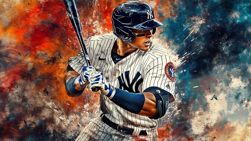 Dynamic digital painting captures a poised baseball batter