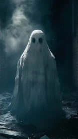 Alleyway phantom pauses in the fog, wrapped in ragged hush.