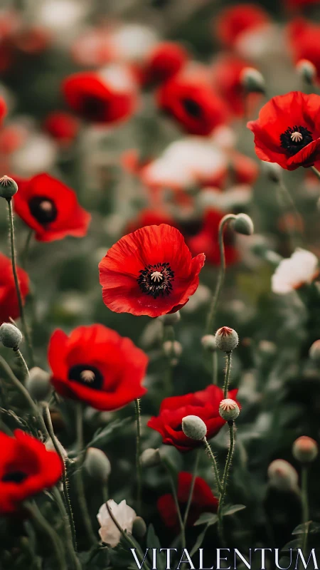 Vibrant Red Poppies Dancing in Soft Sunlight