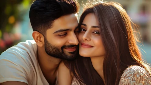 Intimate Couple Portrait in Golden Sunlight