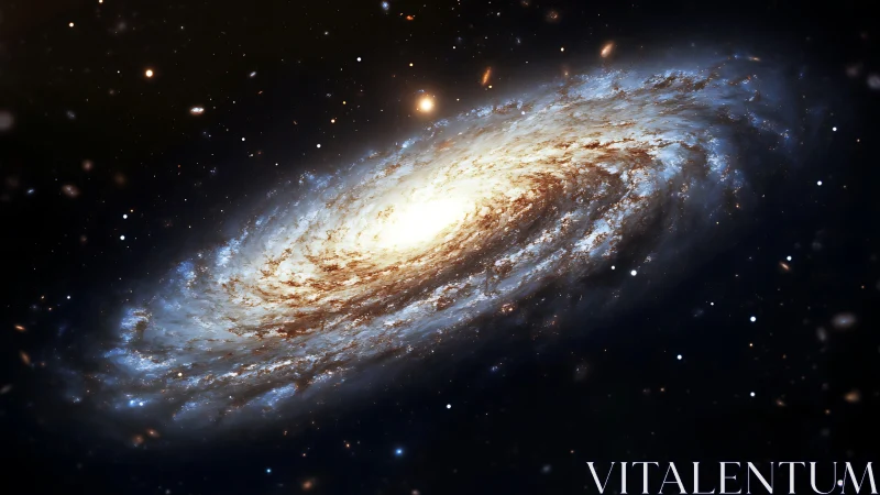 Spiral galaxy pirouettes through velvet space in starlit bloom