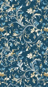 Graceful teal floral swirls dance in a classic ornate pattern