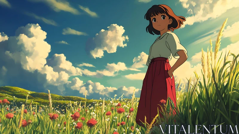 Summer daydream stroll in a wildflower meadow skyward.