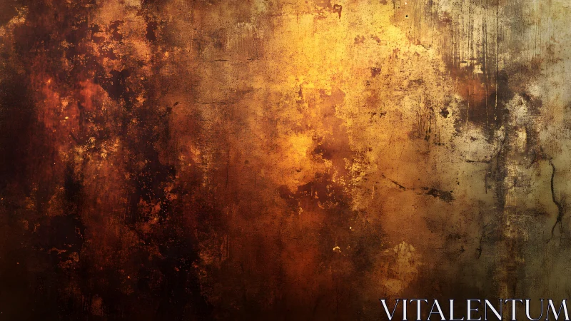Grunge Textured Abstract Wall in Warm Brown and Gold Tones.