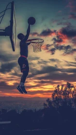 Sunset city dunk capturing pure joy in midair motion.