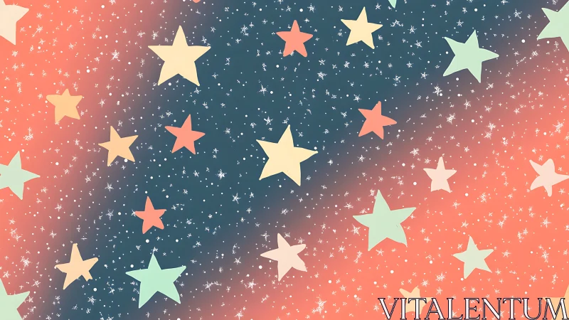 Soft pastel stars drift across a dreamy cosmic gradient sky