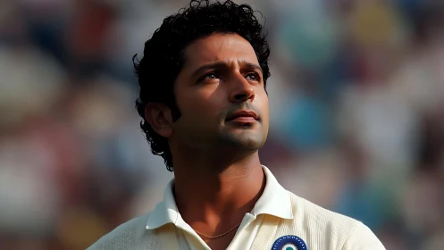 Cricket dreamer lifts his gaze above the roaring stadium hush