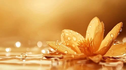 Golden lotus drifting softly across sunlit ripples.